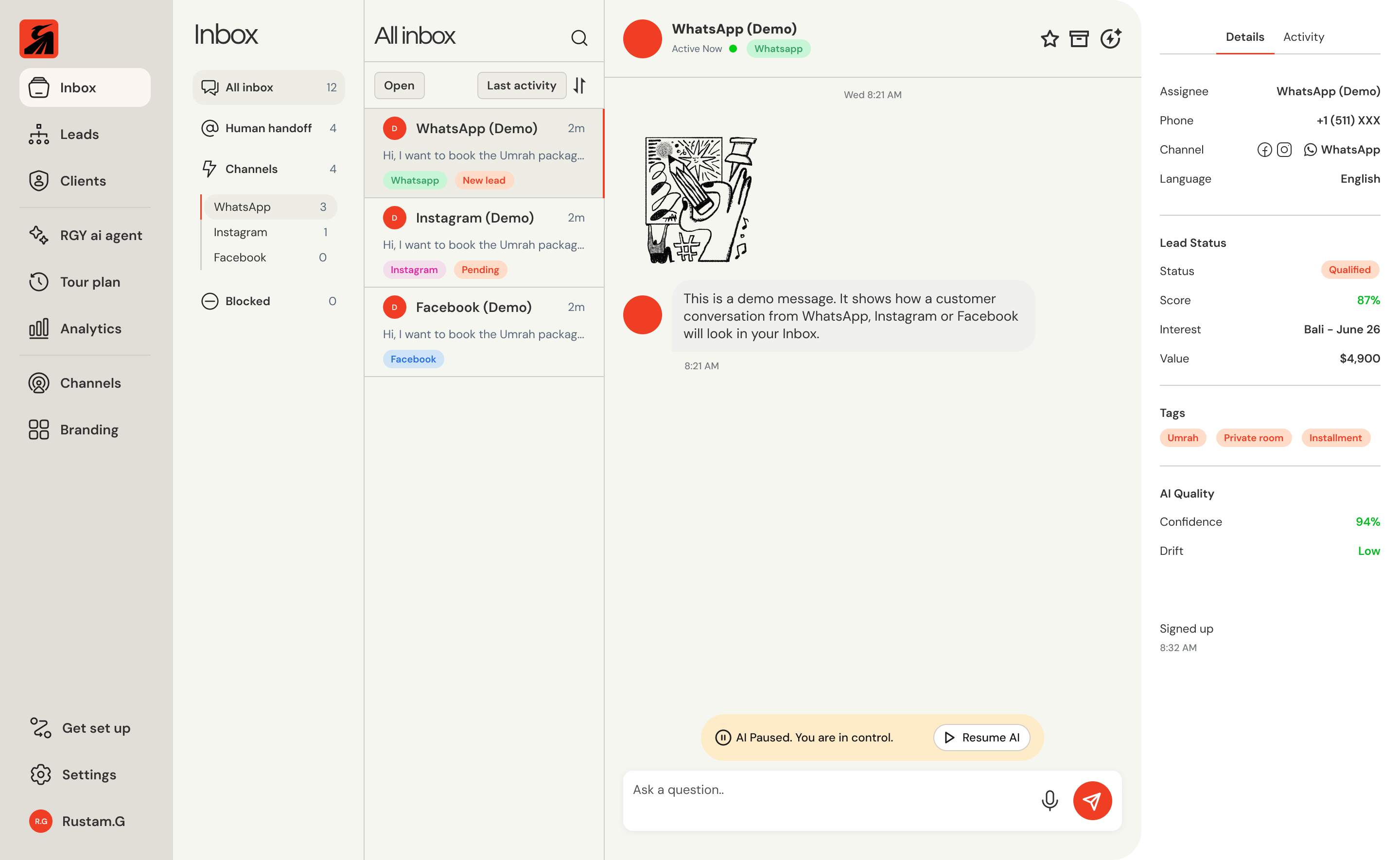 RGY CRM Inbox Preview